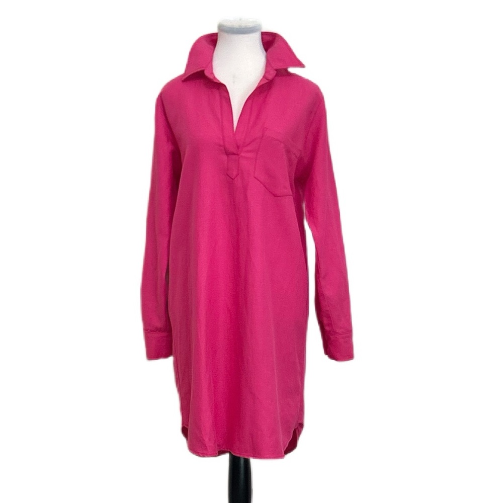 New Karen Kane Bright Pink Shirt Dress - Picture 6 of 12